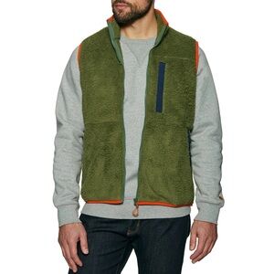 Outerknown Skyline Olive Green Sherpa Gorpcore Vest Sporty Fleece Jacket